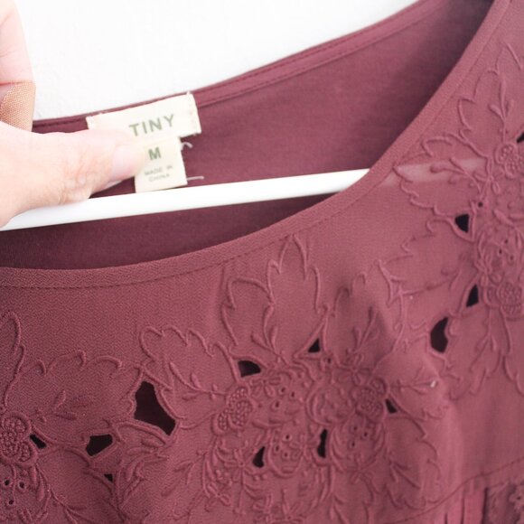 Anthropologie x Tiny Long-Sleeve Crescent Ruffled Lace Top Size Medium EUC - Picture 4 of 11